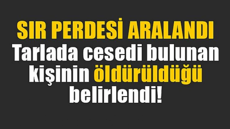 Tarlada cesedi bulunan kişinin öldürüldüğü belirlendi