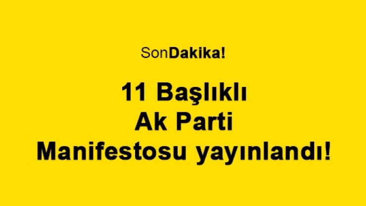 11 Başlıklı Ak Parti Manifestosu yayınlandı!