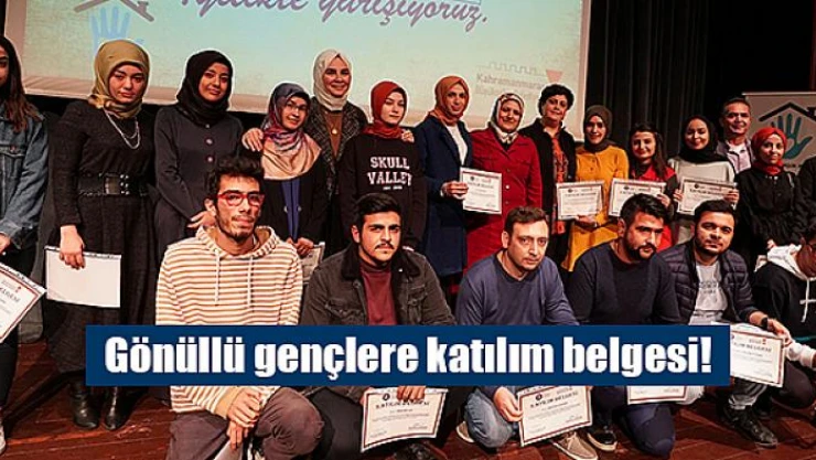 Gönüllü gençlere katılım belgesi!