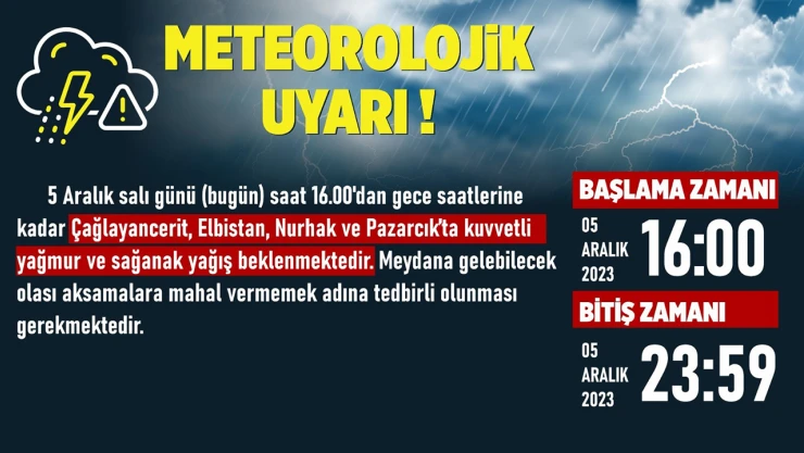 4 İlçe için sağanak yağış uyarısı