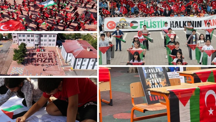 81 ilden tek ses! Türkiye'nin tüm okulları Filistin için ayağa kalktı
