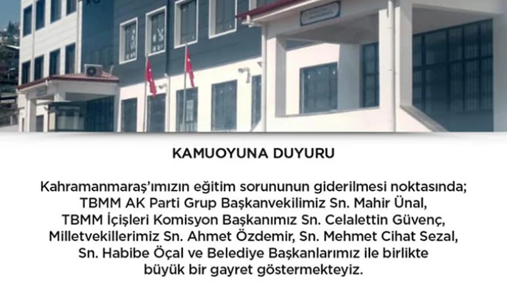 AK Parti'den müjde: 4 milyon 650 bin TL'lik bütçe Kahramanmaraş'a aktarıldı