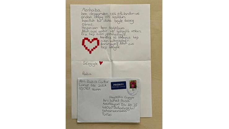 Almanya'dan gelen duygu dolu mektup