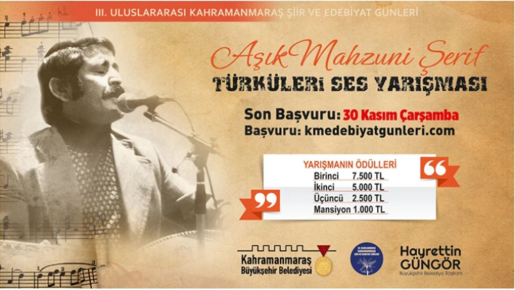 Âşık Mahzuni Şerif Türküleri Ses Yarışması'nda başvuru süresi uzatıldı