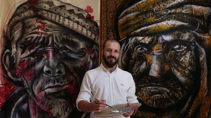 Atıl halı ve perdeler genç ressamın fırçasıyla yeniden hayat buluyor