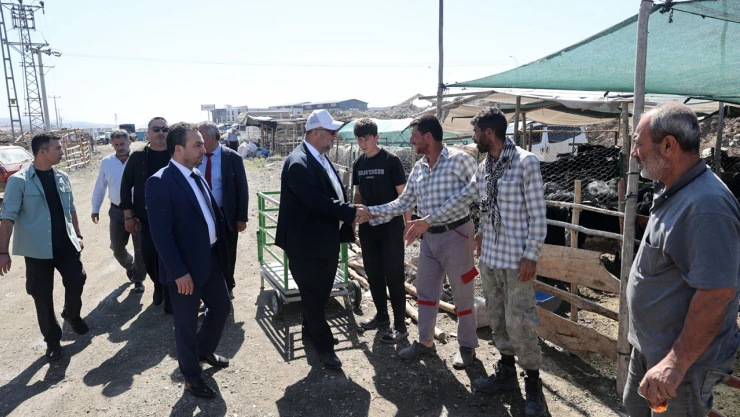 Başkan Akpınar, geçici hayvan satış noktasını ziyaret etti