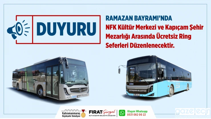 Büyükşehir'den bayramda kabir ziyareti için ücretsiz toplu taşıma hizmeti