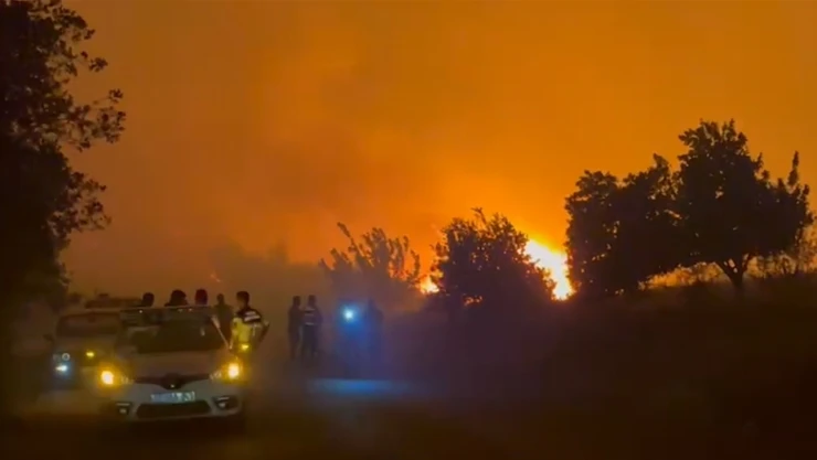 Çanakkale'de çıkan orman yangınına müdahale ediliyor