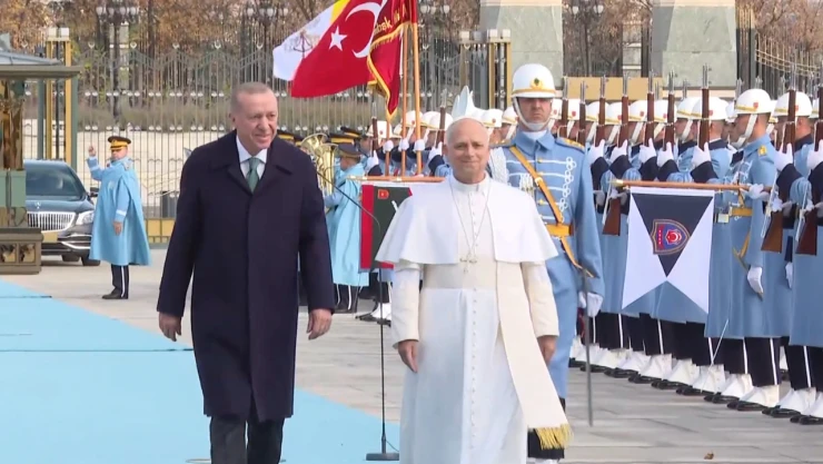 Cumhurbaşkanı Erdoğan, Papa 14. Leo'yu resmi törenle karşıladı