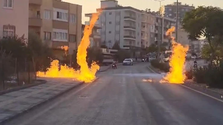 Doğal gaz hattında çıkan yangında 2 kişi yaralandı