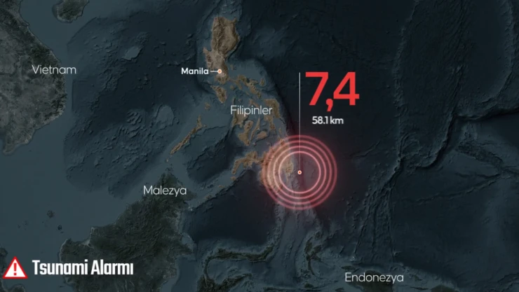 Filipinler'de 7,4 büyüklüğünde deprem! Tsunami uyarısı yapıldı