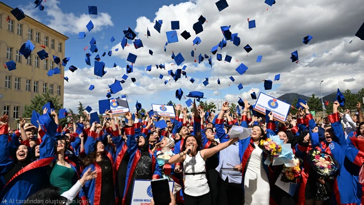 Göksun'da üniversite öğrencilerinin mezuniyet coşkusu