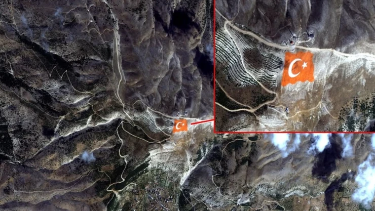 Kahramanmaraş Ahır Dağı'ndaki Ay Yıldız uzaydan görüntülendi