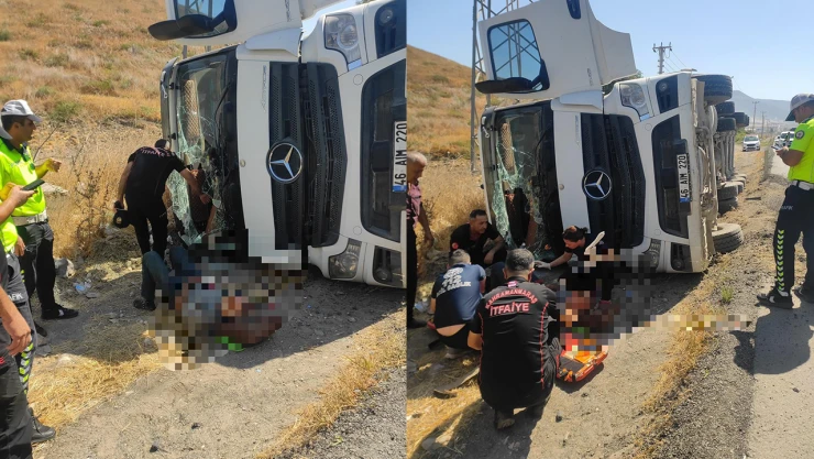Kahramanmaraş-Gaziantep yolunda tır devrildi! 1 kişi ağır yaralı