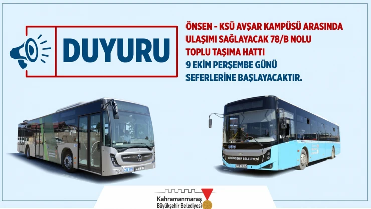 Kahramanmaraş şehir içi toplu taşımaya yeni hat