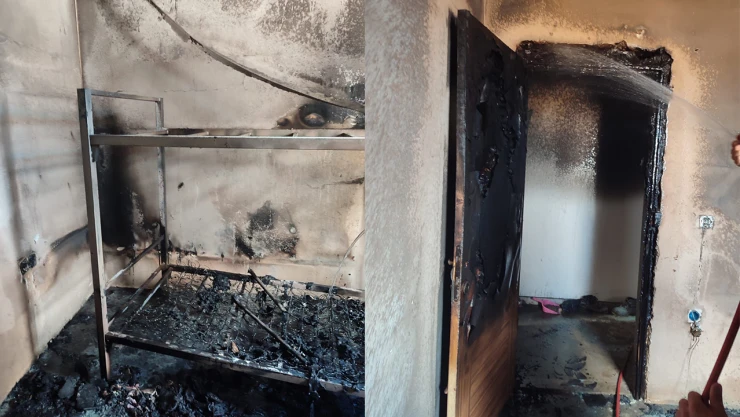 Kahramanmaraş'ta deprem konutunda yangın