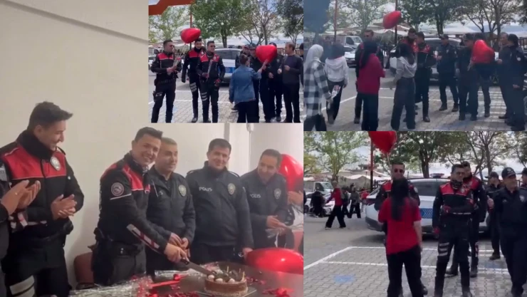 Kahramanmaraş'ta öğrencilerden polislere sürpriz kutlama