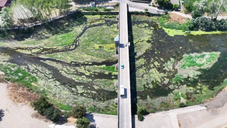 Kuraklığın etkilediği Tunca Nehri'nde su akışı durma noktasına geldi