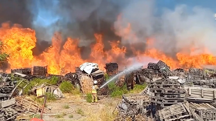 Palet fabrikasında yangın