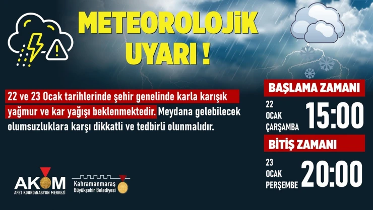 Tedbirlerinizi alın! Kahramanmaraş'a yağmur ve kar yağışı uyarısı