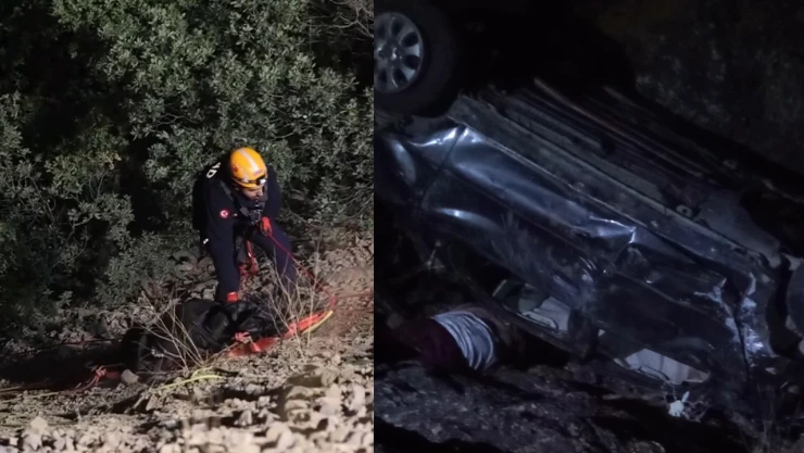 Uçuruma yuvarlanan otomobilden kurtulan olmadı
