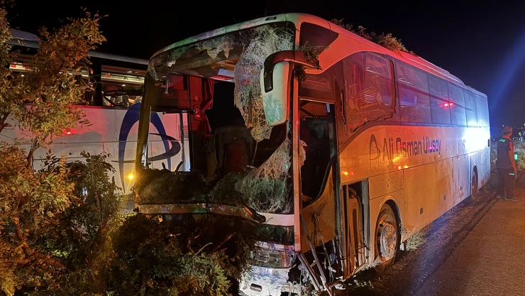Yolcu otobüsü ağaçlara çarptı! 1 kişi öldü, 13 kişi yaralandı
