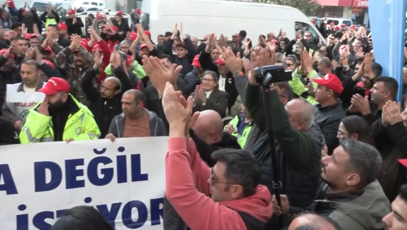 Belediye iştiraki üç şirketin işçileri eylem yaptı